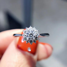 Load image into Gallery viewer, AEAW 0.3Carat 4mm Round Cut Flower Engagement&amp;Wedding Natural Real Diamond Ring Halo Ring Genuine 18K White Gold