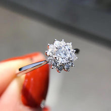 Load image into Gallery viewer, AEAW 0.3Carat 4mm Round Cut Flower Engagement&amp;Wedding Natural Real Diamond Ring Halo Ring Genuine 18K White Gold