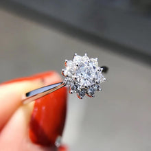 Load image into Gallery viewer, AEAW 0.3Carat 4mm Round Cut Flower Engagement&amp;Wedding Natural Real Diamond Ring Halo Ring Genuine 18K White Gold