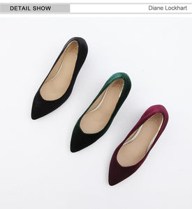 Women Pumps Velvet High Heels Ladies Shoes Elegant Pointed Toe Shallow Green Autumn Fashion Shoe