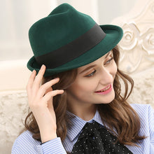 Load image into Gallery viewer, Retro Hard Felt Women Men Fold Wide Brim Fedora Panama Casual Hats