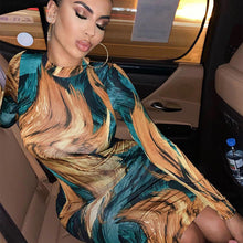 Load image into Gallery viewer, Long Sleeve Print Sexy Party Outfits