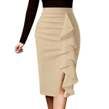 Load image into Gallery viewer, Vfemage Womens Elegant Ruched Ruffle High Waist Slit Split Work Business Cocktail Party Fitted Stretch Bodycon Pencil Skirt 1007