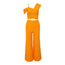 Load image into Gallery viewer, Solid Nude Sexy Orange Two Piece Bandage Set Celebrity Designer Fashion Women&#39;s Set