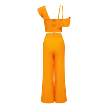 Load image into Gallery viewer, Solid Nude Sexy Orange Two Piece Bandage Set Celebrity Designer Fashion Women&#39;s Set