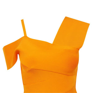 Solid Nude Sexy Orange Two Piece Bandage Set Celebrity Designer Fashion Women's Set