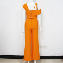 Load image into Gallery viewer, Solid Nude Sexy Orange Two Piece Bandage Set Celebrity Designer Fashion Women&#39;s Set