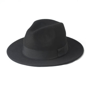 Wool Men Felt Trilby Fedora Hat For Gentleman Wide Brim Top Cloche Panama Sombrero Cap