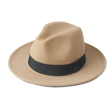 Load image into Gallery viewer, Wool Men Felt Trilby Fedora Hat For Gentleman Wide Brim Top Cloche Panama Sombrero Cap