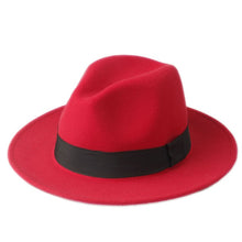 Load image into Gallery viewer, Wool Men Felt Trilby Fedora Hat For Gentleman Wide Brim Top Cloche Panama Sombrero Cap