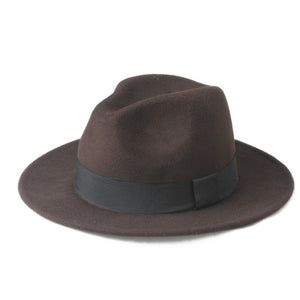 Wool Men Felt Trilby Fedora Hat For Gentleman Wide Brim Top Cloche Panama Sombrero Cap