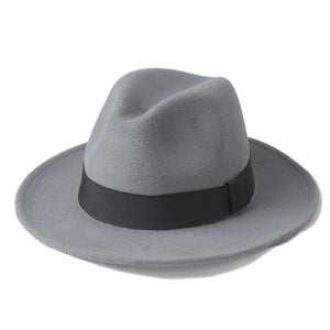 Wool Men Felt Trilby Fedora Hat For Gentleman Wide Brim Top Cloche Panama Sombrero Cap