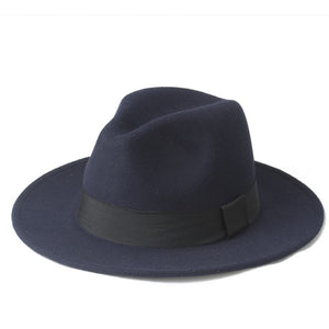 Wool Men Felt Trilby Fedora Hat For Gentleman Wide Brim Top Cloche Panama Sombrero Cap