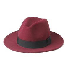 Load image into Gallery viewer, Wool Men Felt Trilby Fedora Hat For Gentleman Wide Brim Top Cloche Panama Sombrero Cap