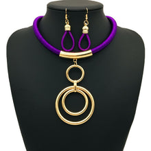 Load image into Gallery viewer, African Fashion Jewelry Set Women&#39;s Accessories Metal Ring Pendant Wedding Jewelry Set nigerian beads necklace jewelry set