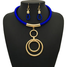 Load image into Gallery viewer, African Fashion Jewelry Set Women&#39;s Accessories Metal Ring Pendant Wedding Jewelry Set nigerian beads necklace jewelry set
