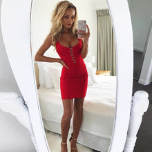 Load image into Gallery viewer, 2018 Summer new women dress strapless bandage dress sexy bodycon chic celebrity party red white brown dresses vestidos wholesale