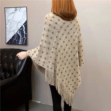 Load image into Gallery viewer, Autumn and winter knitted tassels in the long section of the shawl new loose cape coat female bat shirt