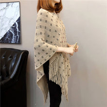 Load image into Gallery viewer, Autumn and winter knitted tassels in the long section of the shawl new loose cape coat female bat shirt