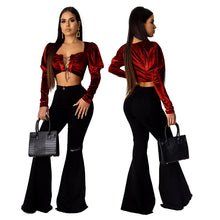 Load image into Gallery viewer, Tsuretobe Fashion Denim Flare Pants Women Retro Ripped Jeans Wide Leg Trousers Lady Casual Bell-Bottoms Flare Pant Female