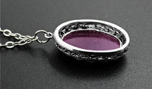Load image into Gallery viewer, Oval Transparent Purple Opal Jewelry Set Necklace Earrings Ring Antique Silver Plated Stainless Steel Chain Fashion Jewelry
