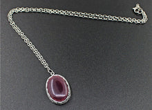 Load image into Gallery viewer, Oval Transparent Purple Opal Jewelry Set Necklace Earrings Ring Antique Silver Plated Stainless Steel Chain Fashion Jewelry