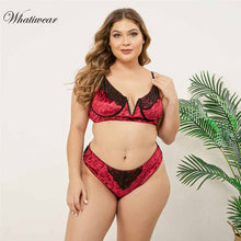 Load image into Gallery viewer, Whatiwear Sexy Plus Size Bra Set Women Push Up Lace Brassiere and briefs set Underwear Set panties D E Cup xl 2xl 3xl 4xl