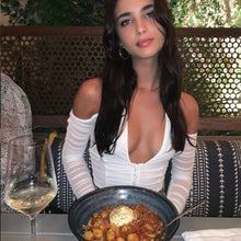 Load image into Gallery viewer, V-neck mesh patchwork t-shirt women strapless long sleeve crop top Tee shirts