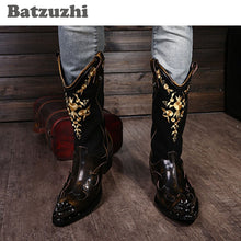 Load image into Gallery viewer, Hand Made Men Motorcycle Riding Boots Leather Men Shoes