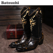 Load image into Gallery viewer, Hand Made Men Motorcycle Riding Boots Leather Men Shoes