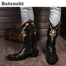 Load image into Gallery viewer, Hand Made Men Motorcycle Riding Boots Leather Men Shoes