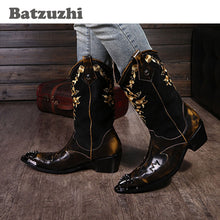 Load image into Gallery viewer, Hand Made Men Motorcycle Riding Boots Leather Men Shoes