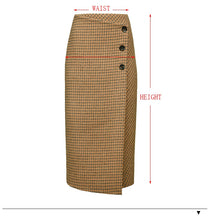 Load image into Gallery viewer, Retro Female Hight Waist Asymmetry Woolen Midi Skirt Wrap New Plaid Vintage Fashion Slim