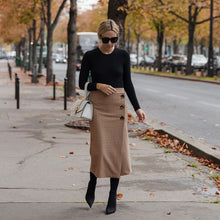 Load image into Gallery viewer, Retro Female Hight Waist Asymmetry Woolen Midi Skirt Wrap New Plaid Vintage Fashion Slim