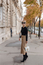 Load image into Gallery viewer, Retro Female Hight Waist Asymmetry Woolen Midi Skirt Wrap New Plaid Vintage Fashion Slim