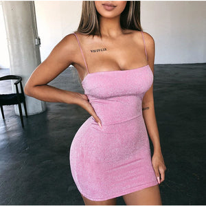 Lady's Sexy Nightclub Dress Tight Shoulder Strap Slim Flash Dresses Women's Mini Party Dress