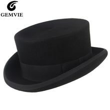 Load image into Gallery viewer, GEMVIE 11cm 100% Wool Felt Top Hat For Men/Women New Cylinder Hat Topper Mad Hatter Party Costume Fedora Derby Magician Hat