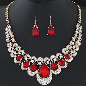 Women Pendant Necklace Earring Set Cuban long  Chain