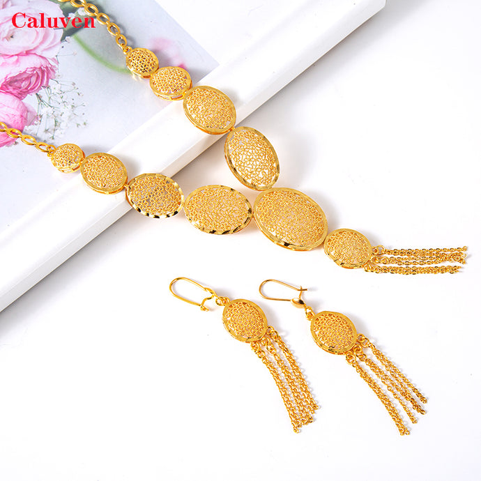 Arabic Jewelry Dubai Jewelry Set for Women Ethiopian Jewelry sets African Earrings Sets Gold Color Necklace Bridal Jewelry