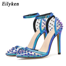 Load image into Gallery viewer, EilyKen Elegant Blue High Heels Women Pumps Pointed Toe Wedding Shoes Buckle Strap Party Rivet Pumps Shoes Women