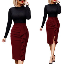 Load image into Gallery viewer, Vfemage Womens Elegant Ruched Ruffle High Waist Slit Split Work Business Cocktail Party Fitted Stretch Bodycon Pencil Skirt 1007