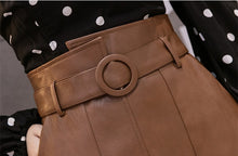 Load image into Gallery viewer, Women Leather Sheath Midi Skirts High Waist Knee-Length Wrap Skirts with Pocket