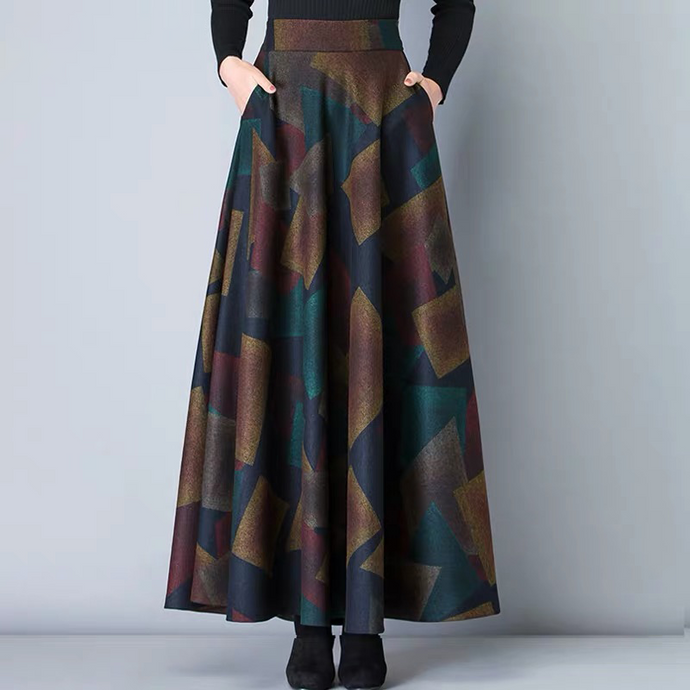 Vintage A-Line High Waist Woolen Skirts 2019 Autumn Winter Fashion Women's Wool Maxi Skirts Female Casual Long Streetwear