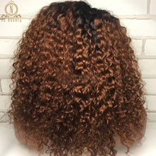 Load image into Gallery viewer, Honey Blonde Curly 13x6 Lace Front Human Hair Wigs Ombre Color Pre Plucked Human Hair Wigs For Black Women Nabeauty 150 Density