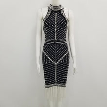 Load image into Gallery viewer, Wholesale 2020 New woman&#39;s dress Black and White Beading Backless Sexy celebrity cocktail party bandage dress