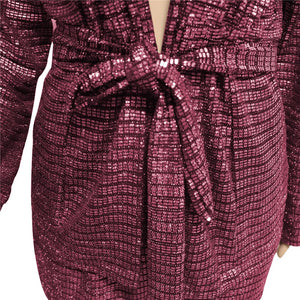 ANJAMANOR Sparkly Sequin Women 2 Piece Set Winter Long Sleeve Blazer and Short Pants Matching Sets Sexy Club Outfits D52-BZ63