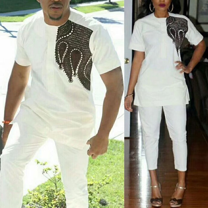 Couple Bold Rich Top and Pant Suit Africa Dashiki Style