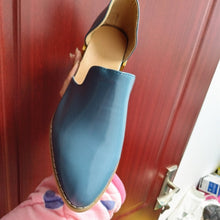 Load image into Gallery viewer, Leather Pumps With Mid Chunky Heel Slip On Pointed toes Shoes for women