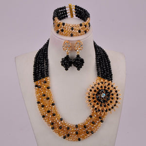 White Transparent Crystal Beaded Necklaces Nigerian Wedding African Beads Jewelry Set for Women