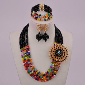 White Transparent Crystal Beaded Necklaces Nigerian Wedding African Beads Jewelry Set for Women